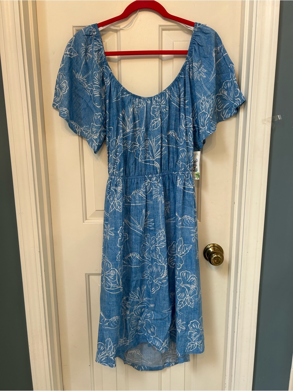 Puanani by RJC Blue White Floral Scoop Neck Tie Front Sundress - 2 Ways XL